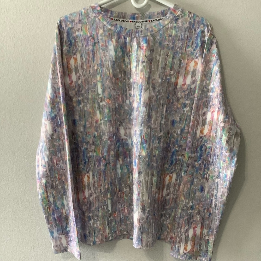 Exclusive Heart Diamond Gem 3D Art Long Sleeve Shirt Size XXL 2XL